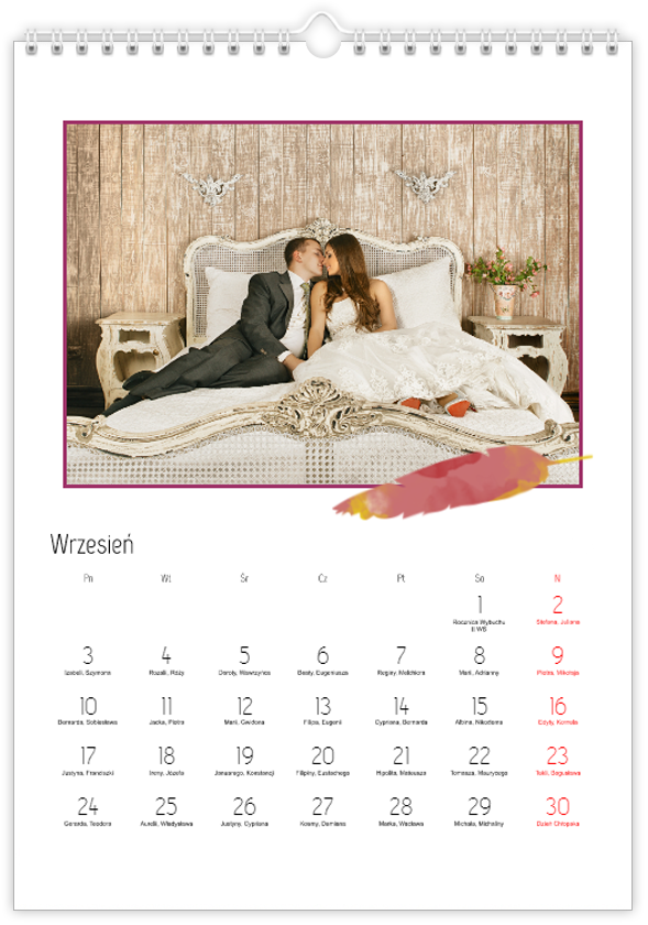 Kalendarz ze zdjęciami miodowy miesiąc