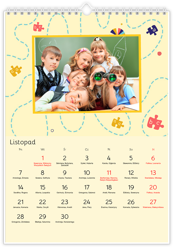 kalendarz do druku Sweet Kids