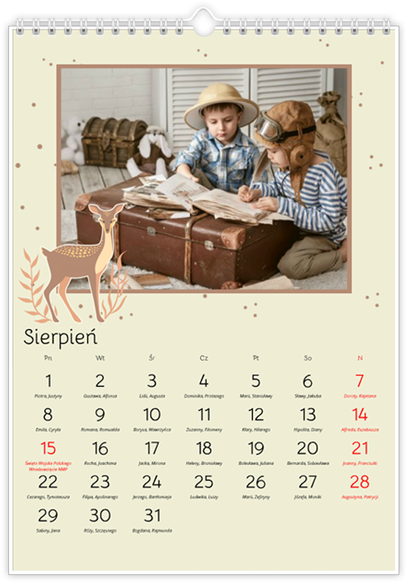 kalendarz do wydruku Woodland Story